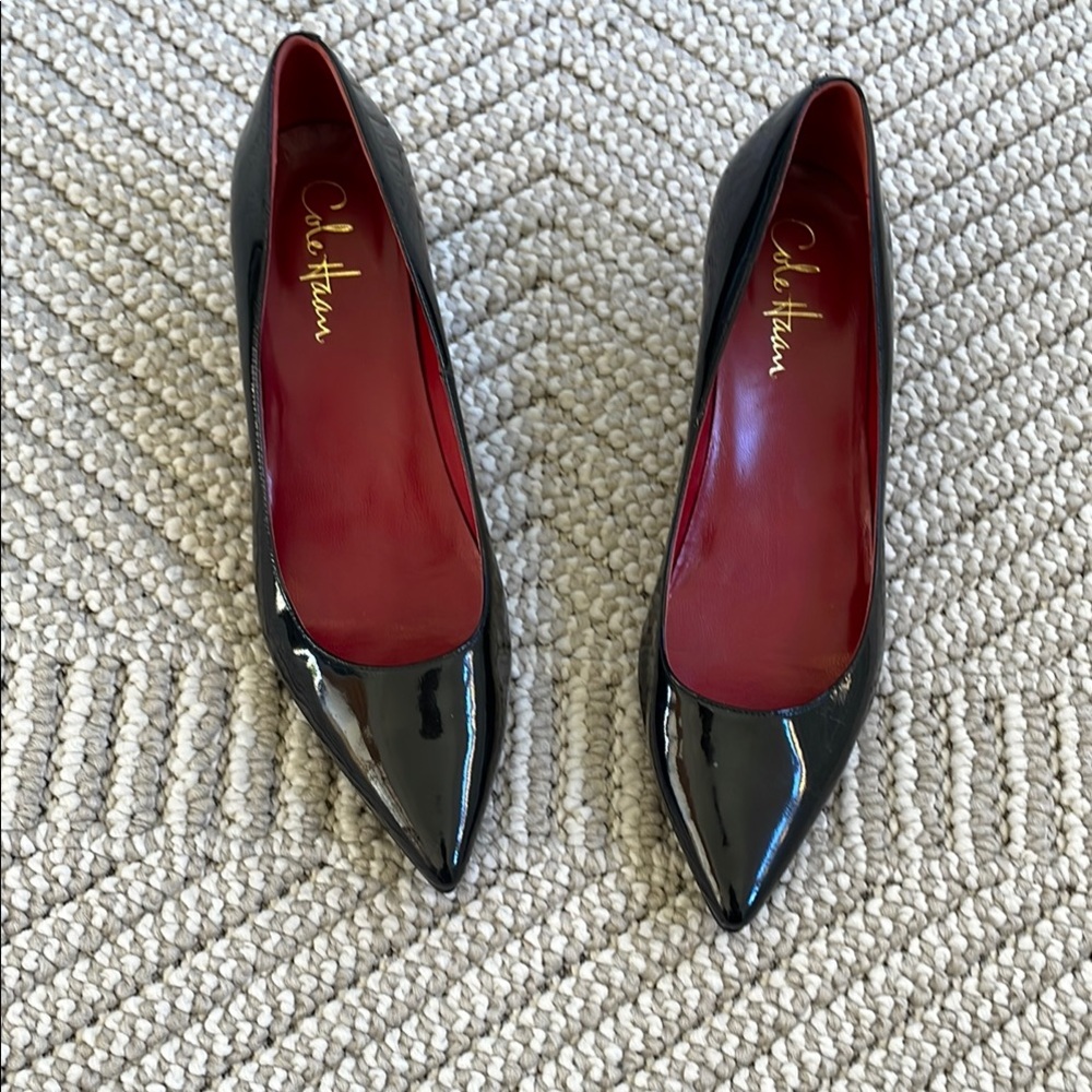 Cole Haan Classic Black Patent Leather kitten Heel Pumps